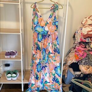 Floral Maxi Dress with Tie Straps